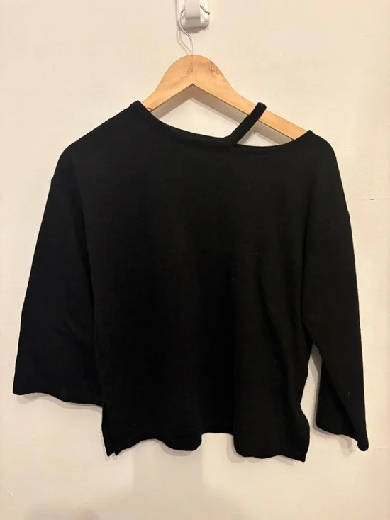 Zara Black Off-Shoulder Strap Sweater Top - Picture 1 of 3